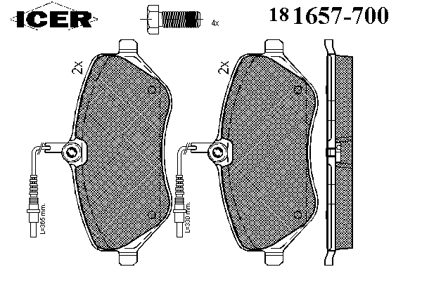 Колодки гальмівні передні, дискові 181657700 Icer