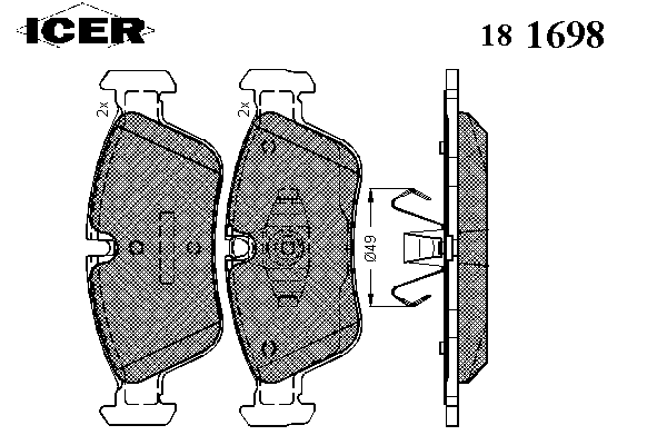 181698 Icer колодки гальмівні передні, дискові