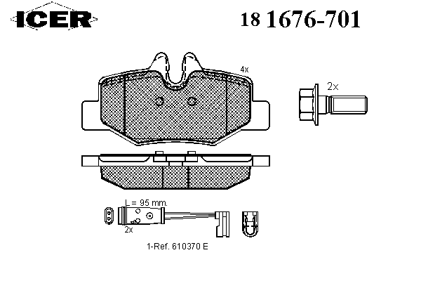 Задні гальмівні колодки 181676701 Icer