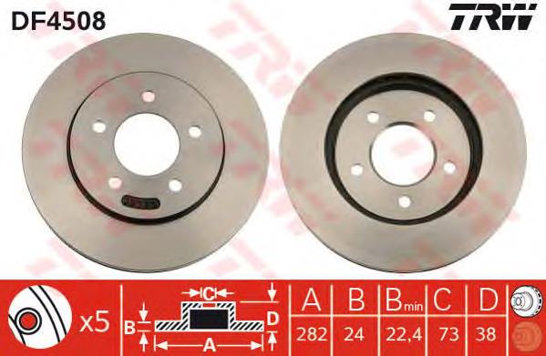 Диск переднього гальма TRW DF4508 ціна, від 39.59 USD