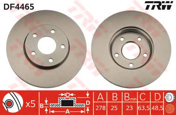Диск переднього гальма TRW DF4465 ціна, від 44.81 USD