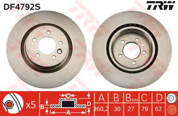 Диск переднього гальма TRW DF4792S ціна, від 82.65 USD