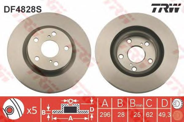 Диск переднього гальма TRW DF4828S ціна, від 46.26 USD