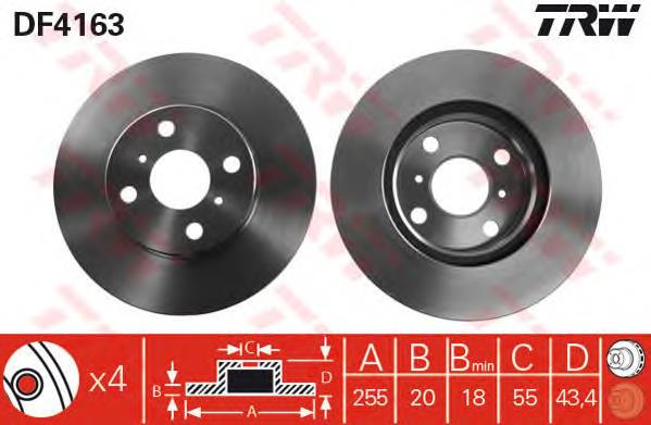 Диск переднього гальма TRW DF4163 ціна, від 31.33 USD