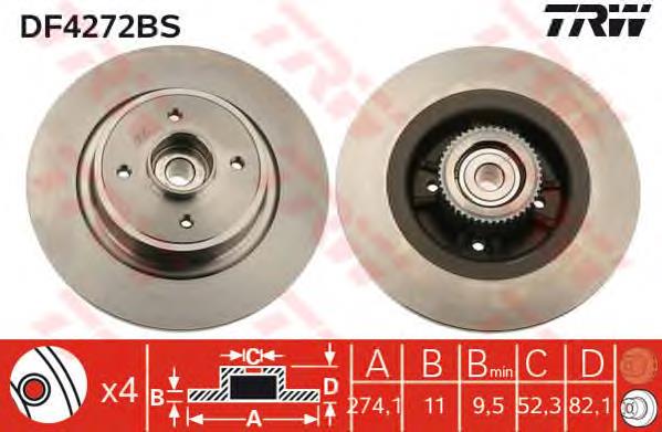 Диск гальмівний задній TRW DF4272BS
