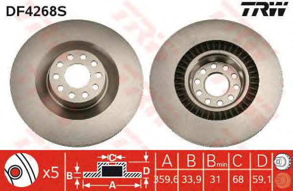 Диск переднього гальма TRW DF4268S ціна, від 99.74 USD