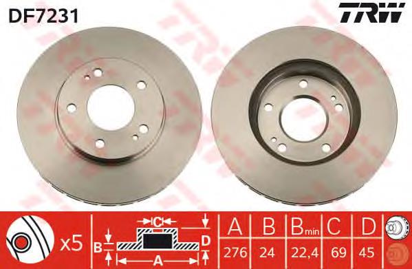 Диск переднього гальма TRW DF7231 ціна, від 35.85 USD