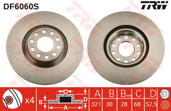 Диск переднього гальма TRW DF6060S ціна, від 60.60 USD