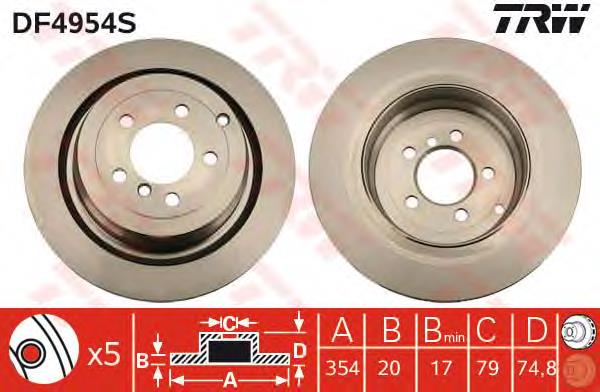 Купити DF4954S TRW Диск заднього гальма