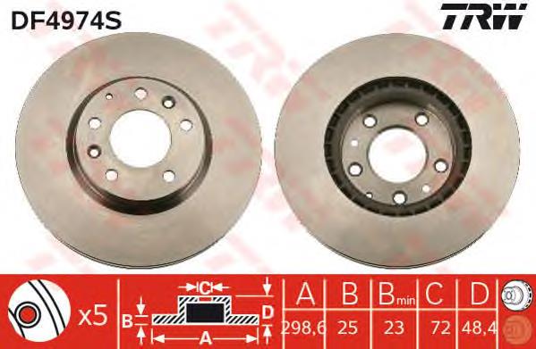 Диск переднього гальма TRW DF4974S ціна, від 58.13 USD