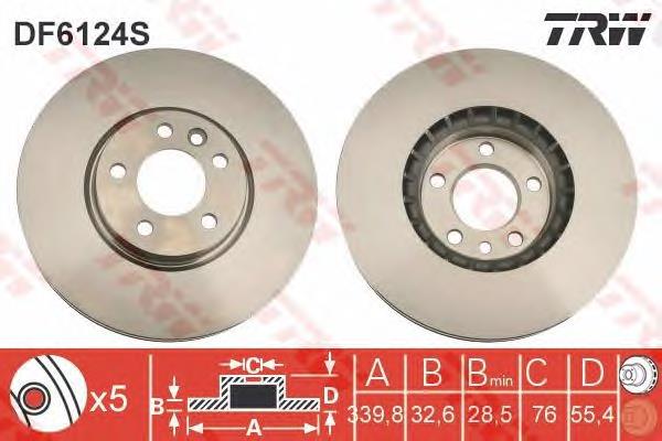 Диск переднього гальма TRW DF6124S ціна, від 66.79 USD