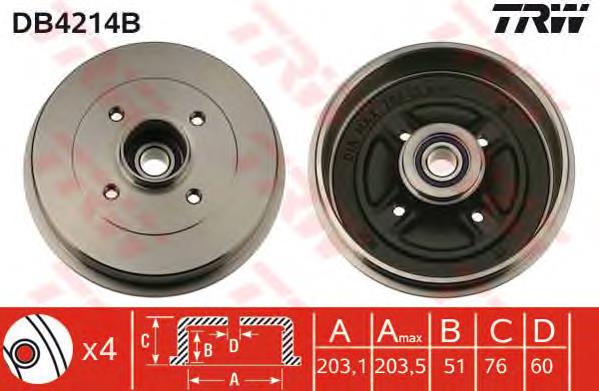 Барабан гальмівний задній TRW DB4214B ціна, від 34.13 USD
