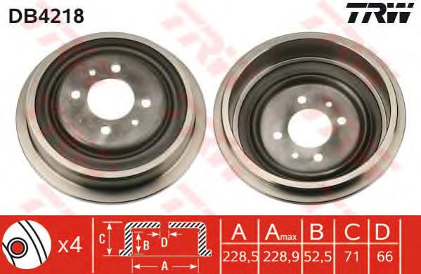 Барабан гальмівний задній TRW DB4218 ціна, від 37.28 USD