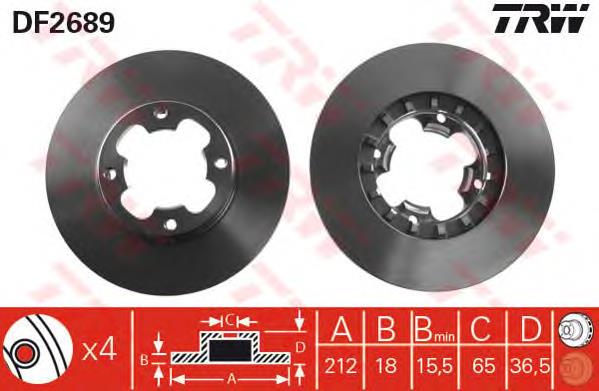 Гальмівні диски передні DF2689 TRW