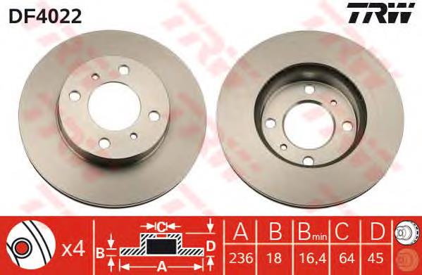 Диск переднього гальма TRW DF4022 ціна, від 24.90 USD