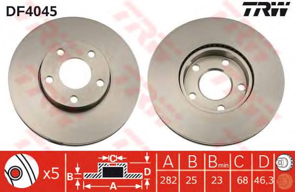 Диск переднього гальма TRW DF4045 ціна, від 42.59 USD