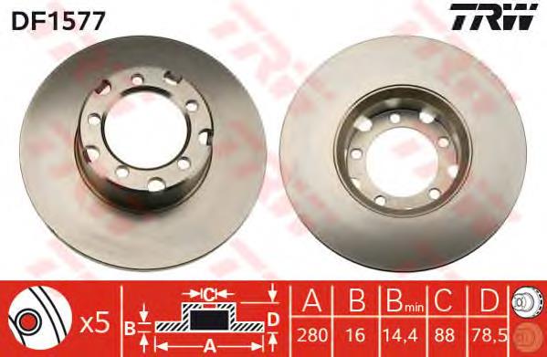 Диск переднього гальма TRW DF1577 ціна, від 35.36 USD
