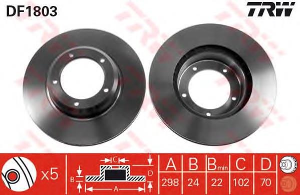 Диск переднього гальма TRW DF1803 ціна, від 54.48 USD