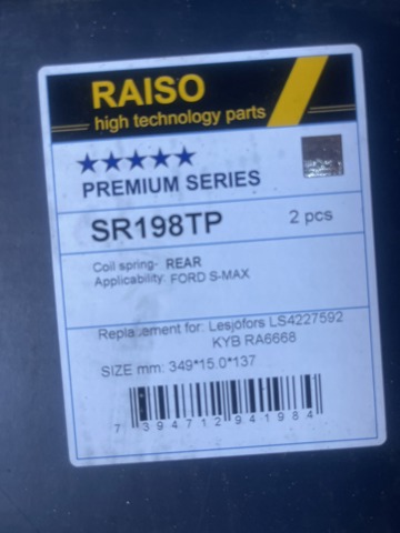 Пружина підвіски задня SR198TP RAISO