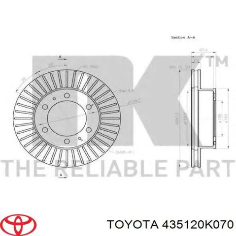 Гальмо дискове переднє 435120K070 TOYOTA