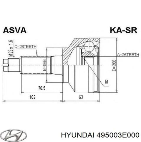 Привід лівий 495003E000 HYUNDAI