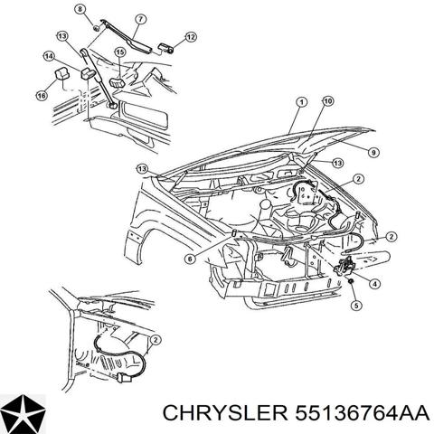 Опора капота права 55136764AA CHRYSLER