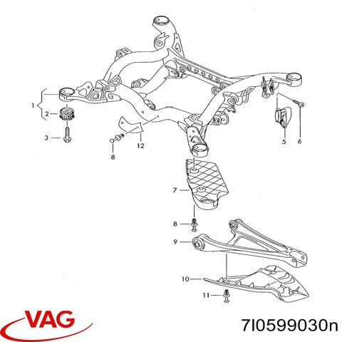 Балка задньої підвіски, підрамник 7L0599030N VAG