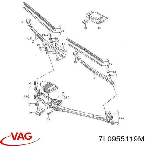 Мотор склоочисника скла (трапеції) 7L0955119M VAG