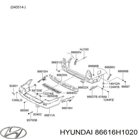 Кронштейн бампера заднього, зовнішній правий 86616H1020 HYUNDAI
