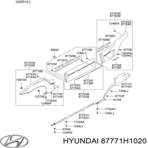 Розширювач/накладка арки заднього крила, лівий 87771H1020 HYUNDAI