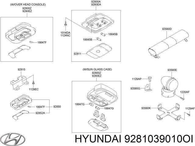 Плафон освітлення салону/кабіни 9281039010OI HYUNDAI