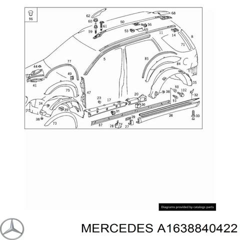 Підкрилок заднього крила, правий A1638840422 MERCEDES