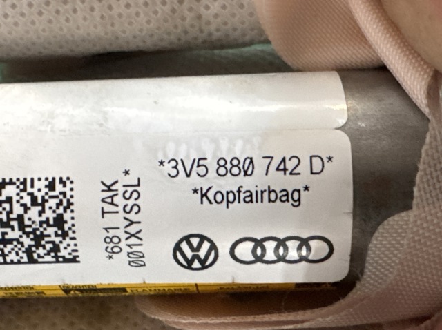 Подушка безпеки, збоку, права, AIRBAG 3V5880742D VAG