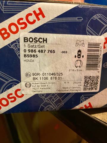 Колодки стоянкового гальма 986487765 BOSCH