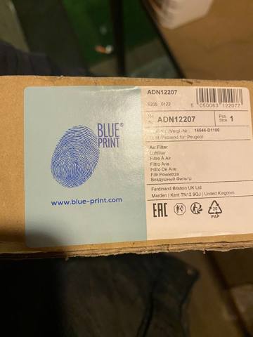 Елемент повітряного фільтра ADN12207 BLUE PRINT