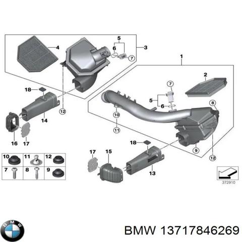 Корпус повітряного фільтра, лівий 13717846269 BMW