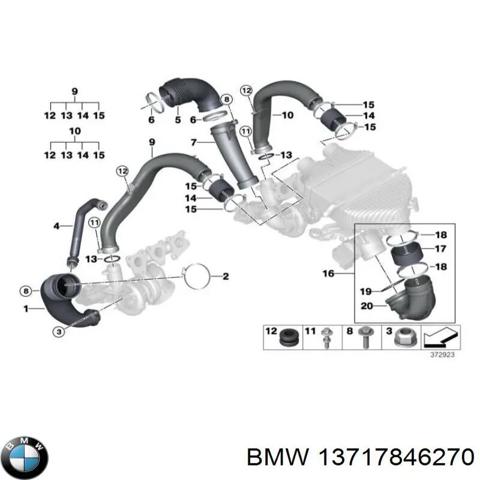 Патрубок повітряний, вхід в турбіну (наддув) 13717846270 BMW