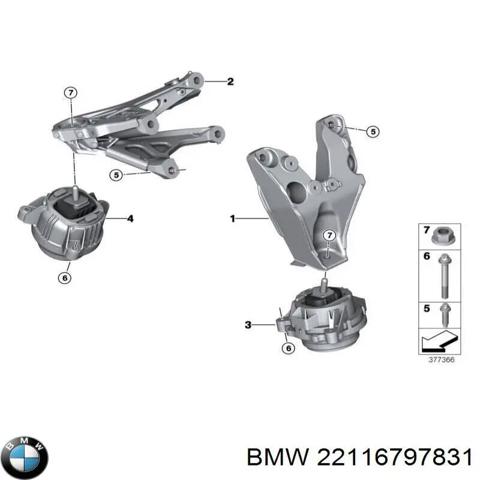Кронштейн подушки (опори) двигуна, лівої 22116797831 BMW