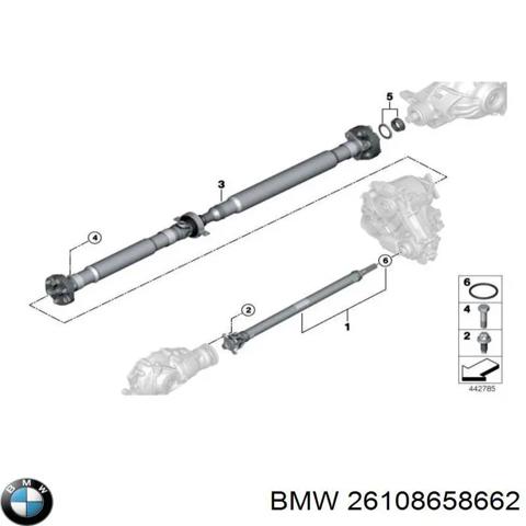 Вал карданний основний заднього моста 26108658662 BMW