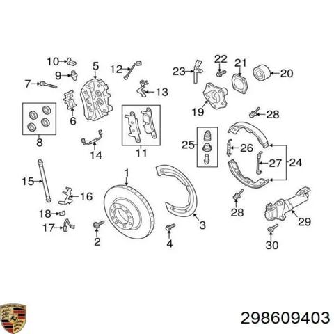 Електропривод ручного гальма 298609403 PORSCHE