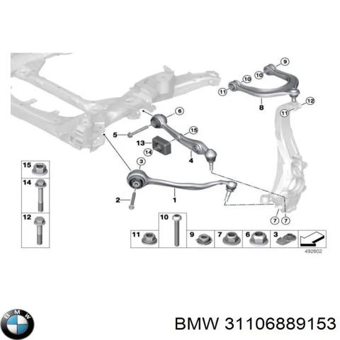 Важіль передньої підвіски верхній, лівий 31106889153 BMW