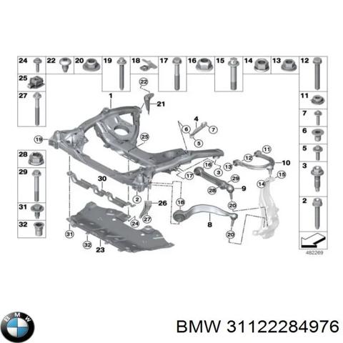 Правий важіль передній нижній підвіски 31122284976 BMW