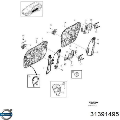 Склопідйомник передньої правої двері 31391495 VOLVO