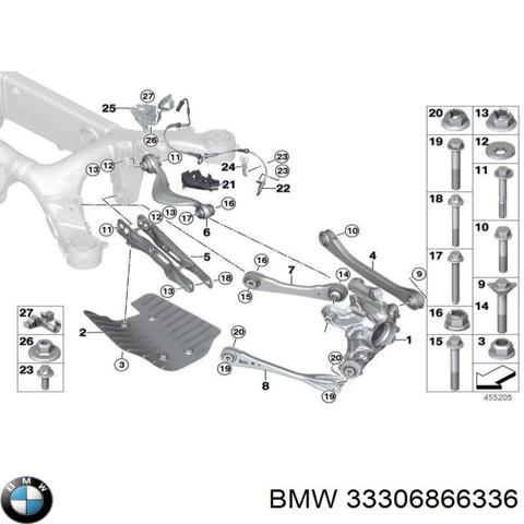 Цапфа - поворотний кулак задній, правий 33306866336 BMW