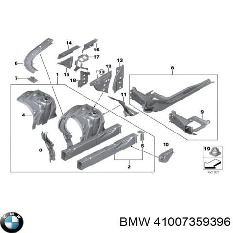 Лонжерон рами передній правий 41007359396 BMW