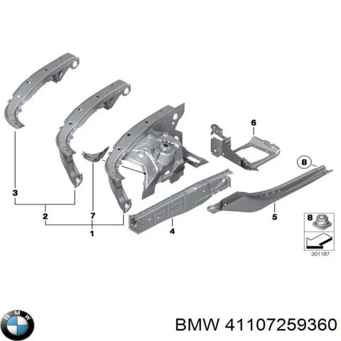 Панель бризковика (лонжерона) моторного відсіку, права 41107259360 BMW