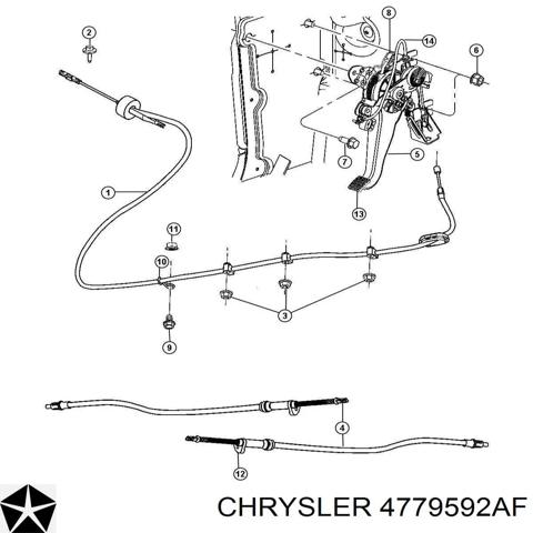 Трос ручника задній правий 4779592AF CHRYSLER