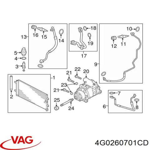 Шланг кондиціонера, від компресора до радіатора 4G0260701CD VAG