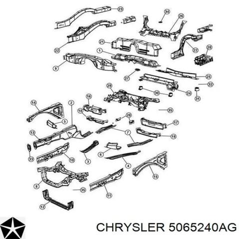 Рамка радіатора нижня 5065240AG CHRYSLER