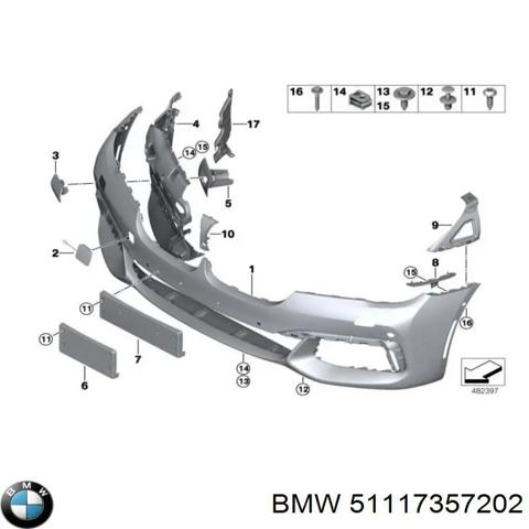 Кронштейн кріплення бампера переднього правий 51117357202 BMW